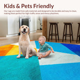 Ultra Soft Area Rug, Non Slip, Stain Resistant, Washable Area Rugs for Living Room, Bedroom, Modern Abstract Colorful Yoga Mat(Orange)