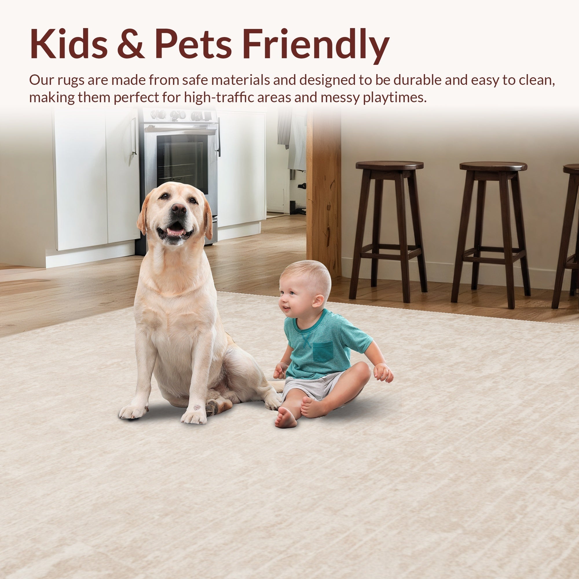 Ultra Soft Area Rug, Non Slip, Stain Resistant, Washable Area Rugs for Living Room, Bedroom, Contemporary Beige Boho Living Room Rug(Beige) - ODIKA