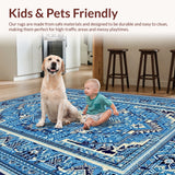 Ultra Soft Area Rug, Non Slip, Stain Resistant, Washable Area Rugs for Living Room, Bedroom, Vintage Chenille Low Pile(Blue)