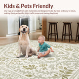 Ultra Soft Area Rug, Non Slip, Stain Resistant, Washable Area Rugs for Living Room, Bedroom, Vintage Floral Distressed Boho(Beige)