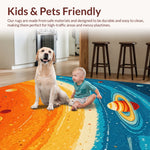 Ultra Soft Area Rug, Non Slip, Stain Resistant, Washable Area Rugs for Living Room, Bedroom, Solar System Kids Learning(Orange) - ODIKA