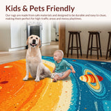 Ultra Soft Area Rug, Non Slip, Stain Resistant, Washable Area Rugs for Living Room, Bedroom, Solar System Kids Learning(Orange) - ODIKA