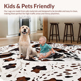 Ultra Soft Area Rug, Non Slip, Stain Resistant, Washable Area Rugs for Living Room, Bedroom, Non-Slip Cow Print Western Decor(White)