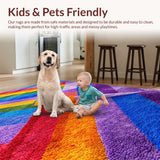 Ultra Soft Area Rug, Non Slip, Stain Resistant, Washable Area Rugs for Living Room, Bedroom, Fluffy Mermaid Shag(Blue)