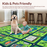 Ultra Soft Area Rug, Non Slip, Stain Resistant, Washable Area Rugs for Living Room, Bedroom, Race Track Play Mat(Green)