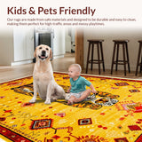 Ultra Soft Area Rug, Non Slip, Stain Resistant, Washable Area Rugs for Living Room, Bedroom, Vintage Boho Leopard Print(Yellow)