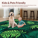 Ultra Soft Area Rug, Non Slip, Stain Resistant, Washable Area Rugs for Living Room, Bedroom, Jungle Print Ultra-Thin(Green)