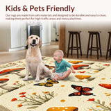 Ultra Soft Area Rug, Non Slip, Stain Resistant, Washable Area Rugs for Living Room, Bedroom, Unique Mushroom Spring Kitchen Decor(Beige)