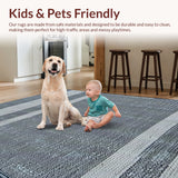 Ultra Soft Area Rug, Non Slip, Stain Resistant, Washable Area Rugs for Living Room, Bedroom, Waterproof Black & White Patio Decor(Blue)