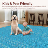 Ultra Soft Area Rug, Non Slip, Stain Resistant, Washable Area Rugs for Living Room, Bedroom, Traditional Light Blue Wool Living Room(Blue)