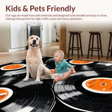 Ultra Soft Area Rug, Non Slip, Stain Resistant, Washable Area Rugs for Living Room, Bedroom, Vinyl Record Semi Circle(Black)