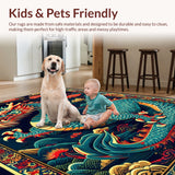 Ultra Soft Area Rug, Non Slip, Stain Resistant, Washable Area Rugs for Living Room, Bedroom, Castle Themed Non Slip Playroom Carpet(Red)
