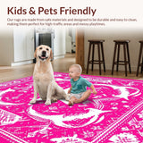 Ultra Soft Area Rug, Non Slip, Stain Resistant, Washable Area Rugs for Living Room, Bedroom, Vibrant Pink Western Themed Washable Bath Mat(Pink)