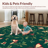 Ultra Soft Area Rug, Non Slip, Stain Resistant, Washable Area Rugs for Living Room, Bedroom, Artistic Floral Low Pile Living Room Rug(Green)