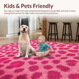 Ultra Soft Area Rug, Non Slip, Stain Resistant, Washable Area Rugs for Living Room, Bedroom, Soft Modern Leopard Print Nursery Rug(Pink)
