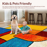 Ultra Soft Area Rug, Non Slip, Stain Resistant, Washable Area Rugs for Living Room, Bedroom, Abstract Sky Collection Novel(Blue)