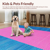 Ultra Soft Area Rug, Non Slip, Stain Resistant, Washable Area Rugs for Living Room, Bedroom, Distressed Floral Oushak(Blue)