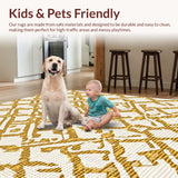 Ultra Soft Area Rug, Non Slip, Stain Resistant, Washable Area Rugs for Living Room, Bedroom, Marble Border Elegant(Gold)