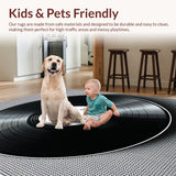 Ultra Soft Area Rug, Non Slip, Stain Resistant, Washable Area Rugs for Living Room, Bedroom, vinyl record music rug(Black)