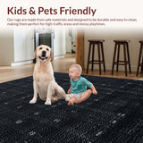 Ultra Soft Area Rug, Non Slip, Stain Resistant, Washable Area Rugs for Living Room, Bedroom, Moth Mushroom Fall(Black)