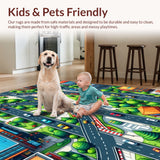 Ultra Soft Area Rug, Non Slip, Stain Resistant, Washable Area Rugs for Living Room, Bedroom, Educational Road Traffic Playmat(Gray)