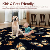 Ultra Soft Area Rug, Non Slip, Stain Resistant, Washable Area Rugs for Living Room, Bedroom, Floral Insect Pattern Dining Room Under Table Rug(Green)
