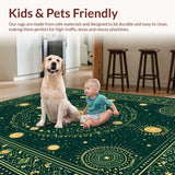 Ultra Soft Area Rug, Non Slip, Stain Resistant, Washable Area Rugs for Living Room, Bedroom, Whimsical Dark Green Celestial Bedroom Area Rug(Green)