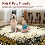 Ultra Soft Area Rug, Non Slip, Stain Resistant, Washable Area Rugs for Living Room, Bedroom, Cheetah Bordered Animal(Beige)
