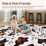 Ultra Soft Area Rug, Non Slip, Stain Resistant, Washable Area Rugs for Living Room, Bedroom, Western Cow Print Living Room Non-Slip Rug(White)