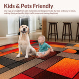 Ultra Soft Area Rug, Non Slip, Stain Resistant, Washable Area Rugs for Living Room, Bedroom, Abstract Geometric Indoor(Red)
