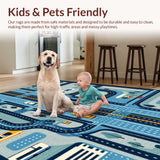 Ultra Soft Area Rug, Non Slip, Stain Resistant, Washable Area Rugs for Living Room, Bedroom, City Map Race Track(Blue)