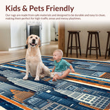 Ultra Soft Area Rug, Non Slip, Stain Resistant, Washable Area Rugs for Living Room, Bedroom, city road playmat rug(Blue)