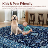 Ultra Soft Area Rug, Non Slip, Stain Resistant, Washable Area Rugs for Living Room, Bedroom, Soft Traditional Navy Blue Prayer Rug(Blue)