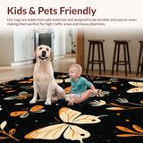 Ultra Soft Area Rug, Non Slip, Stain Resistant, Washable Area Rugs for Living Room, Bedroom, Boho Insect Print Low Pile(Black)