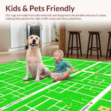 Ultra Soft Area Rug, Non Slip, Stain Resistant, Washable Area Rugs for Living Room, Bedroom, city road map playmat(Green)
