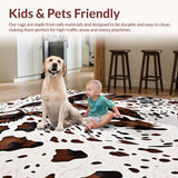 Ultra Soft Area Rug, Non Slip, Stain Resistant, Washable Area Rugs for Living Room, Bedroom, Faux Cow Print Western Living Room(White)