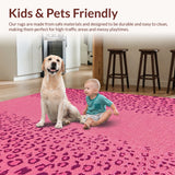 Ultra Soft Area Rug, Non Slip, Stain Resistant, Washable Area Rugs for Living Room, Bedroom, Leopard Print Vintage(Pink)