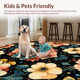 Ultra Soft Area Rug, Non Slip, Stain Resistant, Washable Area Rugs for Living Room, Bedroom, Vintage Floral Dining Room Washable Carpet(Red)