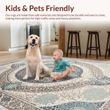 Ultra Soft Area Rug, Non Slip, Stain Resistant, Washable Area Rugs for Living Room, Bedroom, Transitional Damask Boho(Beige)