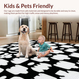 Ultra Soft Area Rug, Non Slip, Stain Resistant, Washable Area Rugs for Living Room, Bedroom, Contemporary Animal Print Yoga Runner(Black)