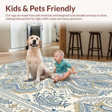 Ultra Soft Area Rug, Non Slip, Stain Resistant, Washable Area Rugs for Living Room, Bedroom, Boho Chic Paisley Living Room Rug(Beige)