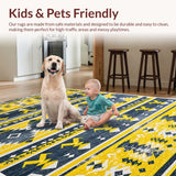 Ultra Soft Area Rug, Non Slip, Stain Resistant, Washable Area Rugs for Living Room, Bedroom, Vintage Distressed Kitchen Entryway Rug(Yellow)
