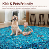 Ultra Soft Area Rug, Non Slip, Stain Resistant, Washable Area Rugs for Living Room, Bedroom, Soft Vintage Distressed Living Room Rug(Blue)