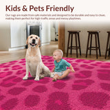 Ultra Soft Area Rug, Non Slip, Stain Resistant, Washable Area Rugs for Living Room, Bedroom, Cute Pink Leopard Print Playroom Rug(Pink)