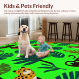 Ultra Soft Area Rug, Non Slip, Stain Resistant, Washable Area Rugs for Living Room, Bedroom, Tropical Jungle Dark Green Nursery Play Rug(Green)