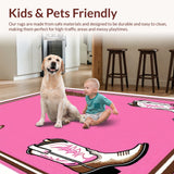 Ultra Soft Area Rug, Non Slip, Stain Resistant, Washable Area Rugs for Living Room, Bedroom, Cowgirl Boots Western(Pink) - ODIKA