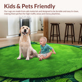 Ultra Soft Area Rug, Non Slip, Stain Resistant, Washable Area Rugs for Living Room, Bedroom, Lotus Leaf Round(Green)