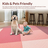 Ultra Soft Area Rug, Non Slip, Stain Resistant, Washable Area Rugs for Living Room, Bedroom, Modern Geometric Blush Pink Reading Nook(Pink)