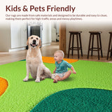 Ultra Soft Area Rug, Non Slip, Stain Resistant, Washable Area Rugs for Living Room, Bedroom, Irregular Cat Shaped(Green)