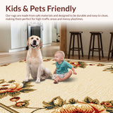 Ultra Soft Area Rug, Non Slip, Stain Resistant, Washable Area Rugs for Living Room, Bedroom, Vintage Floral Non-Slip Dining Room(Beige)